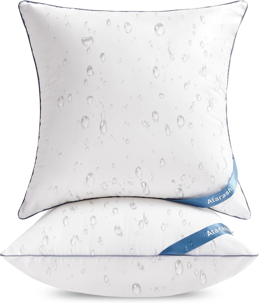 Atarashi 20 x 20 Outdoor Pillow Inserts(Set of 2) - Waterproof Decorative Square Throw Pillows for Couch Sofa Bed Patio Furniture, Garden & Patio, White 20x20 inch