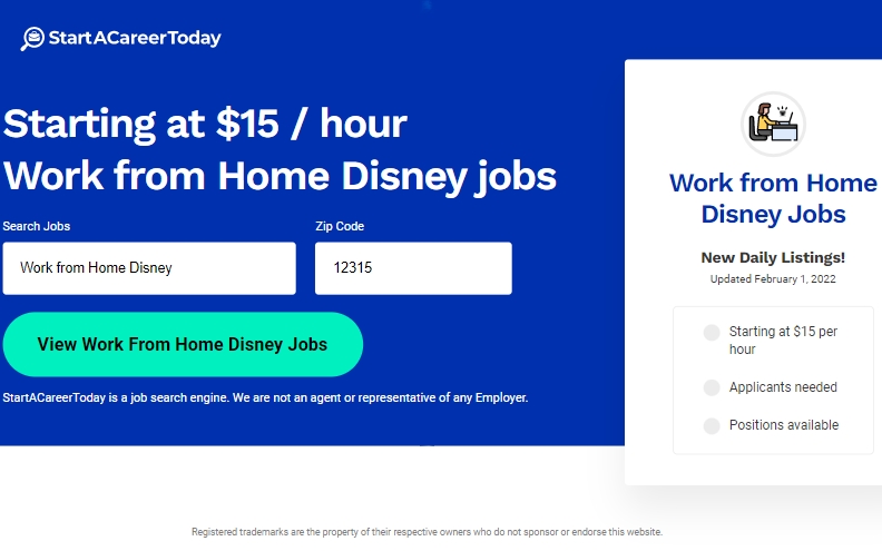 StartACareerToday - Work From Home Disney Job - (US)